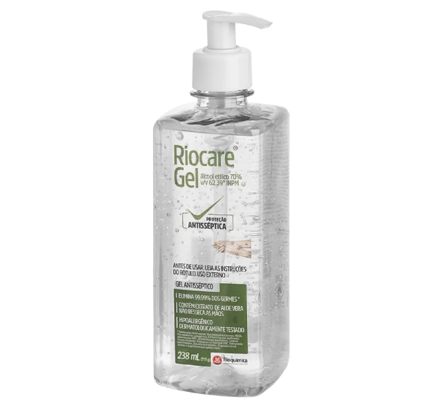 Álcool Gel 70% 215g Antisséptico Riocare Gel Rioquímica